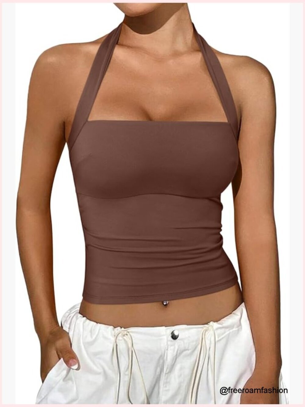 Halter Crop Tank Top Sleeveless Going Out Outfits Y2K Trendy Cute